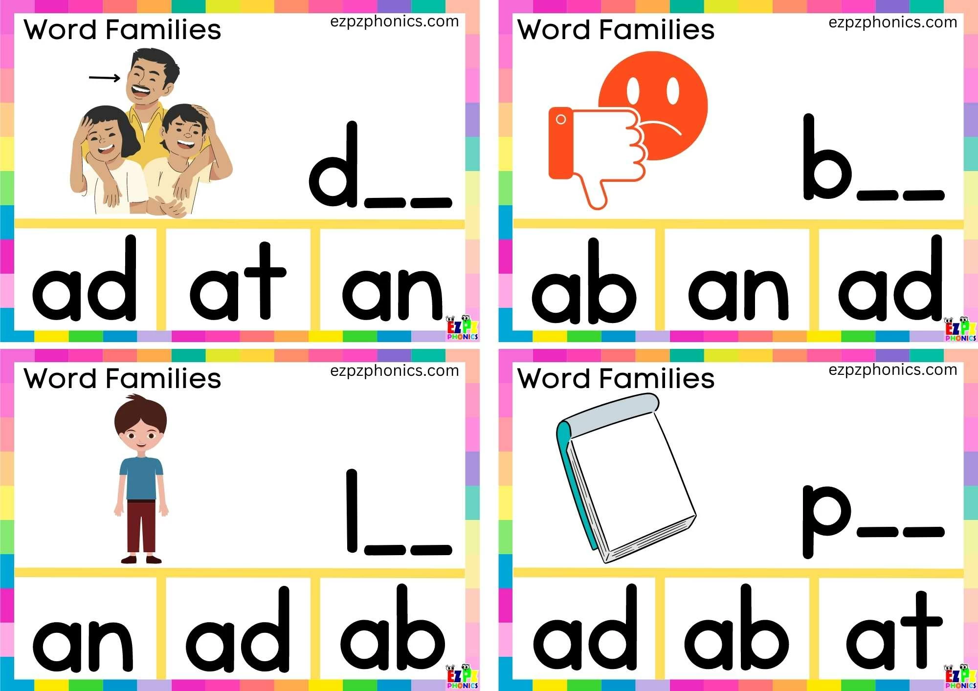 Word Family ad Finish the Word and Clip the Correct Letters Group 2